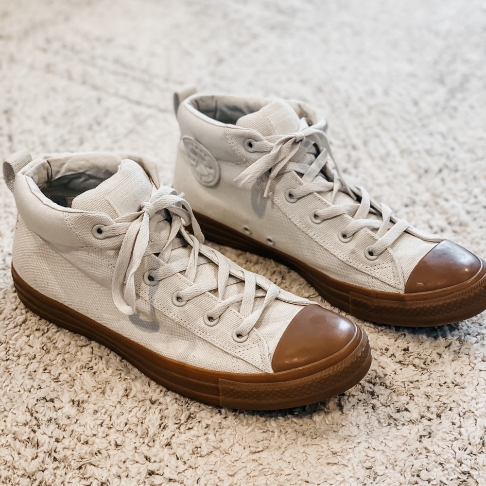 Cream & tan high top Converse